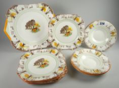 Small parcel of vintage Shelley, tree & sunrise decorated teaware Condition reports provided on