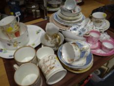 A parcel of mixed antique china including nineteenth century inscribed Christening mugs, early