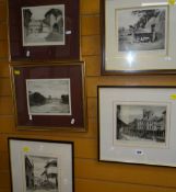 Five SAM GARRATT etchings each titled 'Brecon Bridge from Golf Links', 'The Old Waggon', 'Birthplace