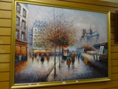 A large colourful oil painting of Paris Condition reports provided on request by email for this