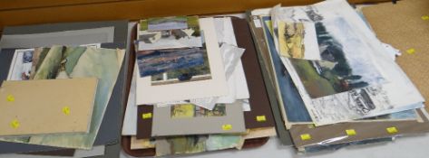 A large quantity of mainly unframed sketches in watercolour, charcoal & oils by GLADYS ROBERTS (