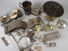 A parcel of silver & EPNS including a silver & tortoiseshell dressing table box, mustard pot &