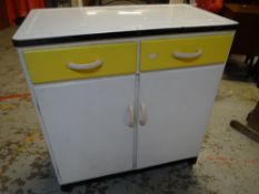 A retro utility-type kitchen cabinet with enamel top Condition reports provided on request by