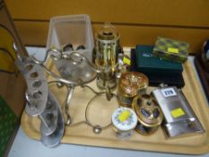 A parcel of collectables including hip flask, table boxes ETC Condition reports provided on