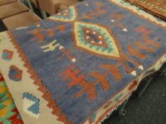 Old wool Kelim rug, 195 x 107cms Condition reports provided on request by email for this auction