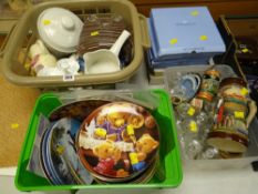 A quantity of display plates, glassware, boxed Wedgwood plates ETC Condition reports provided on