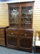 Excellent nineteenth century mahogany secretaire bookcase, the base with drop-down desk having an