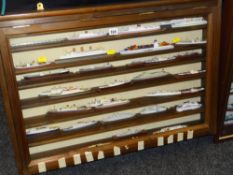 A modern display case of ocean-going cargo vessels, ferries ETC Condition reports provided on