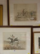 Pair of mid 19th Century 'Tally Ho' hunting prints, each 29 x 39 cms
