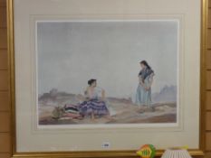 SIR WILLIAM RUSSELL FLINT colourful print - two young girls
