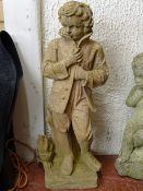 Reconstituted stone standing young boy garden ornament