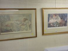 SIR WILLIAM RUSSELL FLINT two framed limited edition (756/850 and 250/850) prints - young girls in