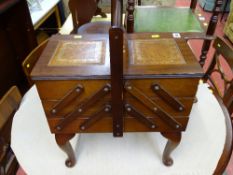 Reproduction mahogany cantilever sewing box and contents