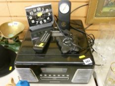 Steepletone reproduction Art Deco style record and CD player with remote control and two bedside