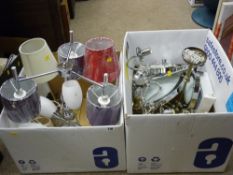 Two boxes of modern table lamps and ceiling lights E/T