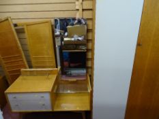 G-Plan gold label two tone four piece bedroom suite of two door wardrobe, stylish dressing table,