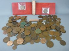 Collection of pre-decimal and later bronze coinage including an unopened pack of half pence pieces
