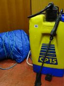 Dyno Cooper Pegler CP15 backpack sprayer and a ground sheet