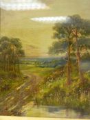 H JAMES oil on canvas - wooded landscape, signed and with label verso 'Preston's Picture Framers
