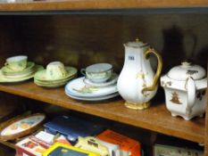Limoges gilt decorated coffee pot, Sadler teapot with a quantity of Limoges and other teaware