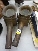 Pair of vintage style brass coaching lamps