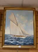 W A R BURTON 1979 oil on canvas - titled 'Defender', signed, 60 x 50 cms