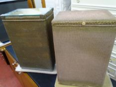Two Lloyd loom style linen baskets