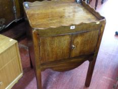 Georgian mahogany gallery top two door night cabinet