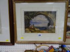 CONTINENTAL SCHOOL watercolour - merchants in conversation under an arch, 19 x 27 cms