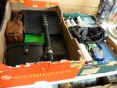 Mixed quantity of vintage cameras, binoculars, a boxed Boots slide sorter etc