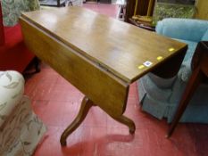 Antique oak twin flap pedestal table on tripod base