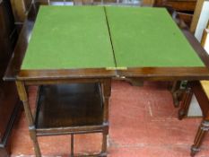 Foldover baize top two tier trolley