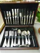 Modern mahogany cased canteen of cutlery