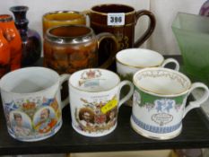 Selection of commemorative and other mugs and tankards