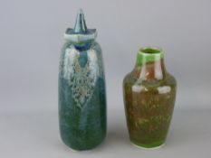 Two Cobridge stoneware pottery ornaments in high fired type glazes including a 1998 dated baluster