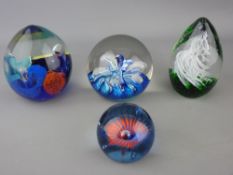 Four Scottish and other colourful glass paperweights