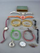 Quantity of wristwatches and vintage jewellery and a lady's Art Deco style cigarette case