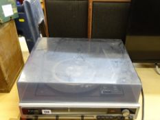 Vintage Waltham STM-25 stereo with turntable and pair of speakers E/T