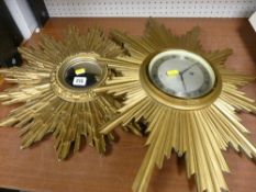 Starburst wall mirror and a similar wall clock