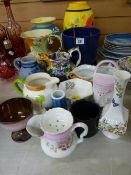 Mixed collection of pottery jugs, planters and vases