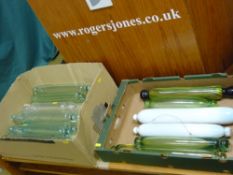 Good collection of antique and later glass rolling pins including two white opaline examples