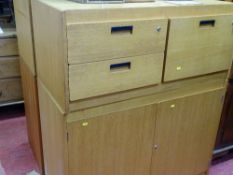Parcel of four modern hardwood vintage style office drawers and cupboards