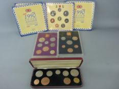 Four British uncirculated coin sets - 1970, 1971 and two Royal Mint 1990 along with a near