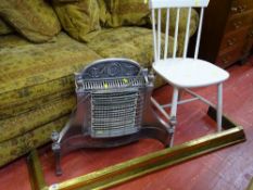 Regency style electric fire (decorative purposes only), a vintage brass fire kerb and a painted