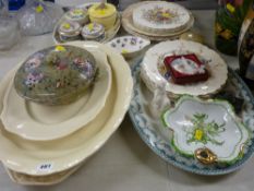 Quantity of decorative and other dinnerware, colourful lidded pots and an Oriental style pot
