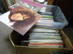 Box and plastic crate of vintage LP records etc, classical, country, compilation and individual