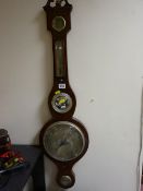 19th Century mahogany banjo barometer with thermometer