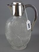 Silver mounted cut glass claret jug, Birmingham 1898 (foot rim chipped), 24 cms high
