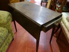Regency mahogany twin flap Pembroke table with single end drawer on tapering supports