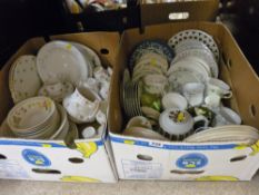 Two boxes of mixed tea and other tableware